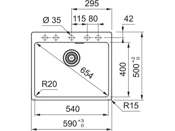 Мойка MRG 610-54 Черный матовый вент-автомат